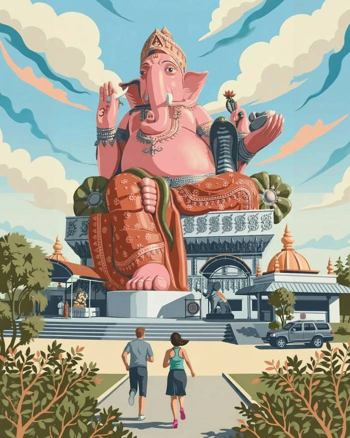 A giant Ganesha statue on the Malaysian leg